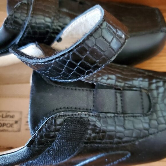 COMFORT SHOES ORTHO-LINE HOOPOE WOMEN SIZE 8 LEATHER BLACK NEW ADJUSTABLE CLOSUR - Picture 8 of 9